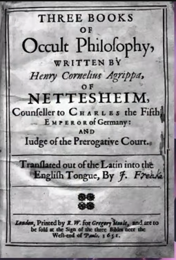 Book cover: Three Books of Occult Philosophy by Henry Cornelius Agrippa
https://en.wikipedia.org/wiki/Three_Books_of_Occult_Philosophy