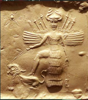 Ishtar on an Akkadian Empire seal 2350-2150 BCE