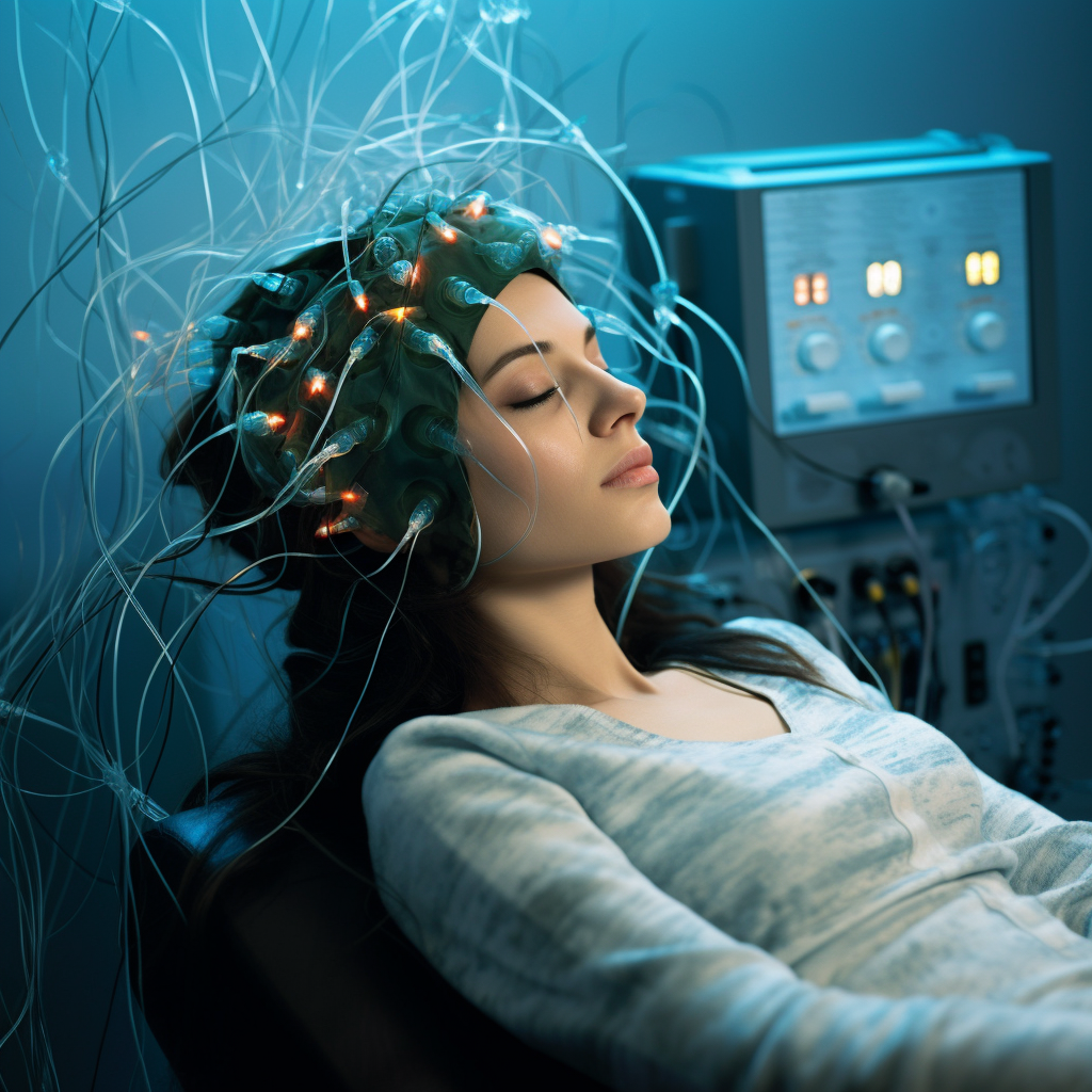  a woman undergoing electroencepholography MJ