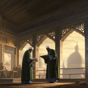 Discussion in a Mosque Midjourney CC0