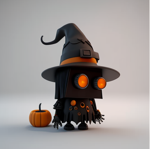cartoon robot witch Midjourney