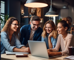 group around a computer Midjourney