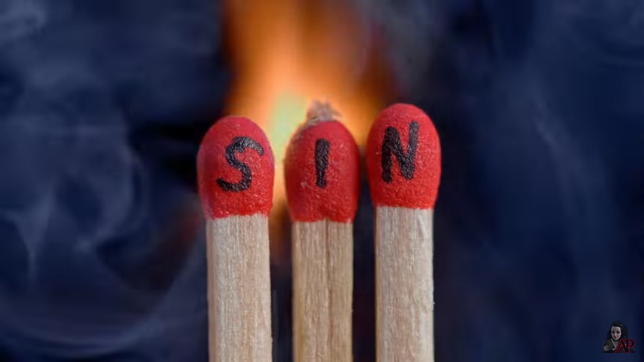 Burning matches with sin written on them - screenshot