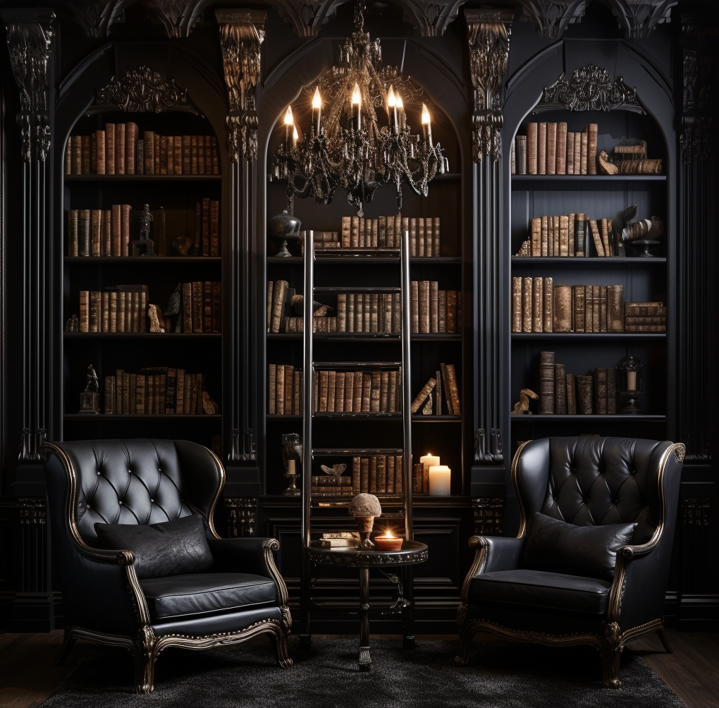 gothic library - literature - midjourney